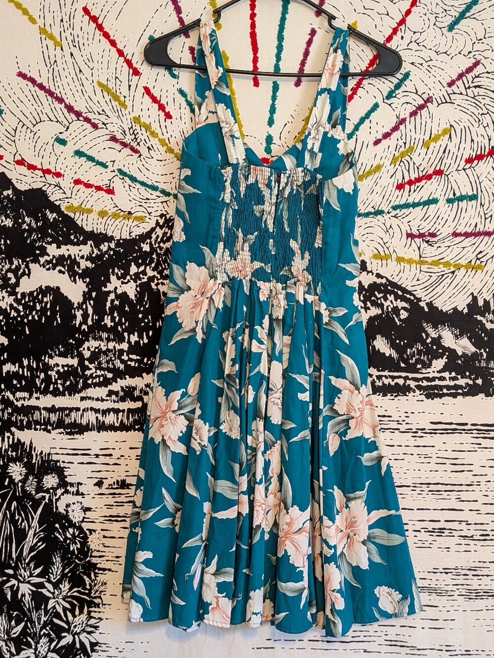 Vintage 80s Hawaiian Skater Summer Dress - Picture 2 of 6